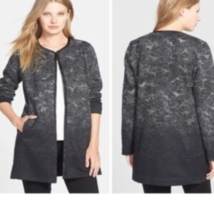 Eileen Fisher wool blend black sprinkle open front jacket